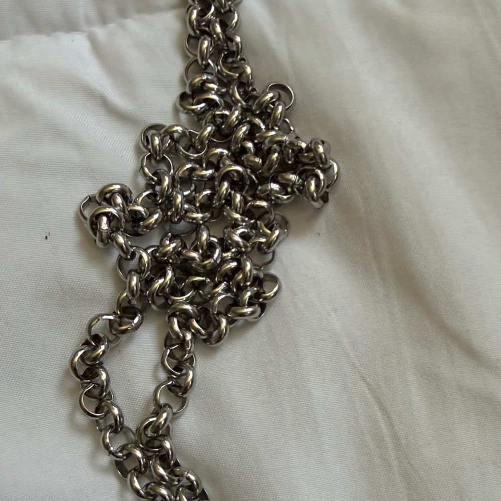 Layered Silver Angel & Heart Necklace with Black Bead Accents - Picture 9 of 9